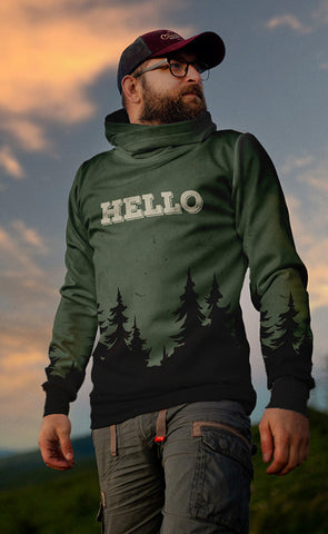 dark green hello hoodie